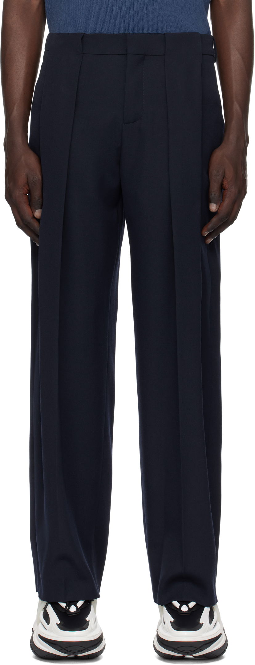Bukser Balmain Balmain Pleated Trousers Mørkeblå | EH1PQ305WC09