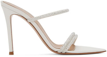 Sneakers og sko Gianvito Rossi Cannes Crystal-Embellished Satin Heeled Sandals Hvid | G16090.15RIC.XCN, 0