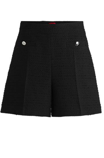 Nederdel BOSS Bouclé Shorts with Buttons Sort | 50537635