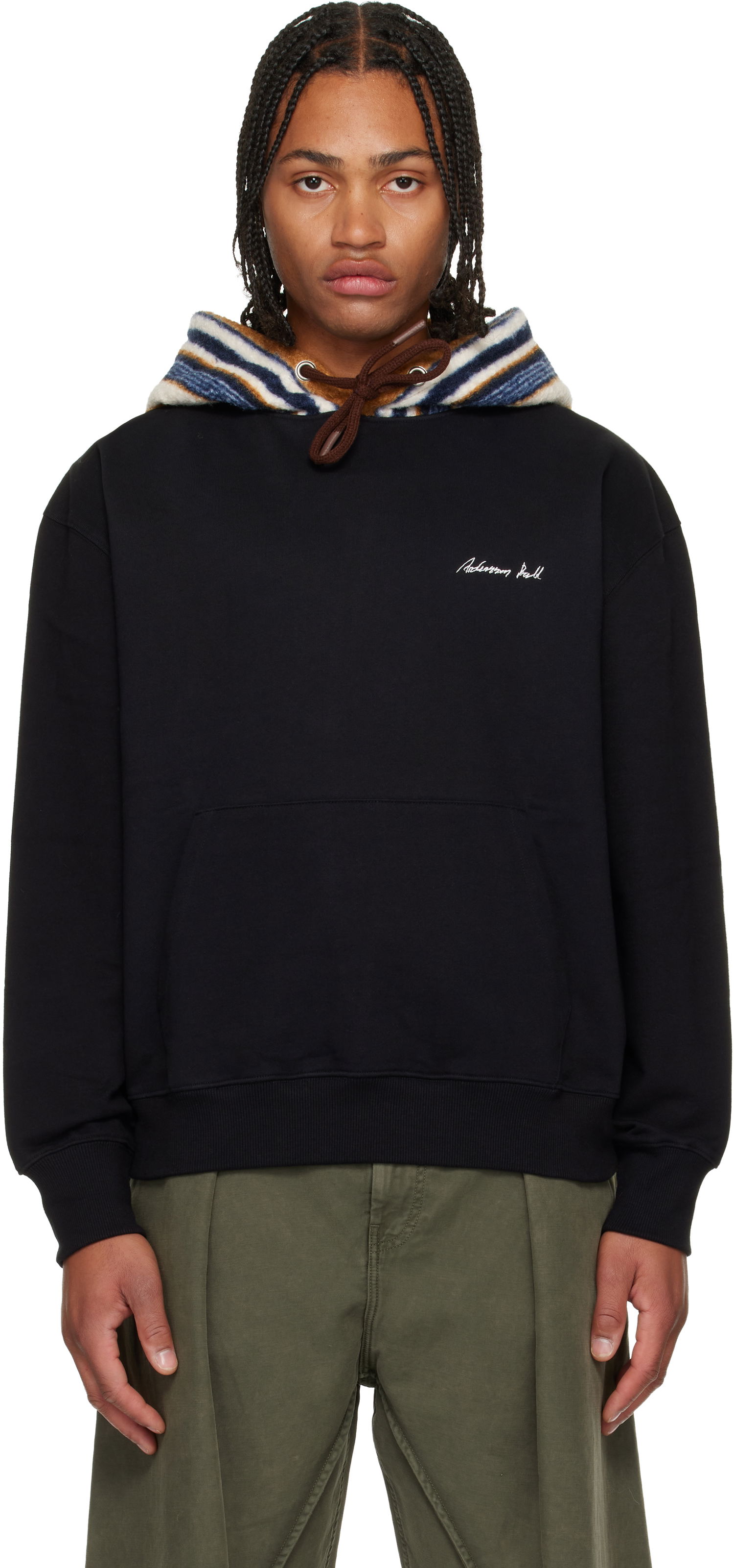 Sweatshirt Andersson Bell Logo Embroidery Hoodie Sort | atb1379u, 0