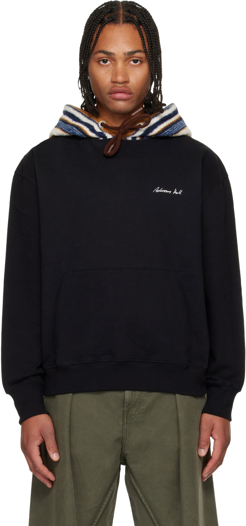 Sweatshirt Andersson Bell Logo Embroidery Hoodie Sort | atb1379u