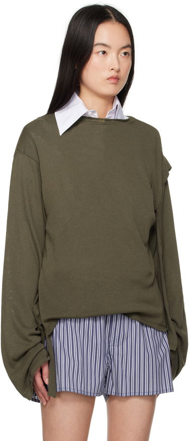 Sweater Ottolinger Ottolinger Deconstructed Linen Longsleeve T-Shirt Grøn | 10510120601, 1