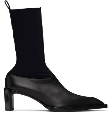 Sneakers og sko Jil Sander Jil Sander Leather Kitten Heel Ankle Boots Sort | J16WU0056_P5810, 0