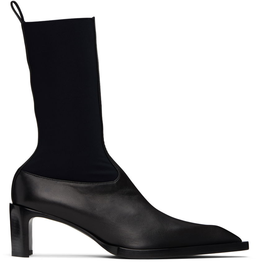 Sneakers og sko Jil Sander Jil Sander Leather Kitten Heel Ankle Boots Sort | J16WU0056_P5810