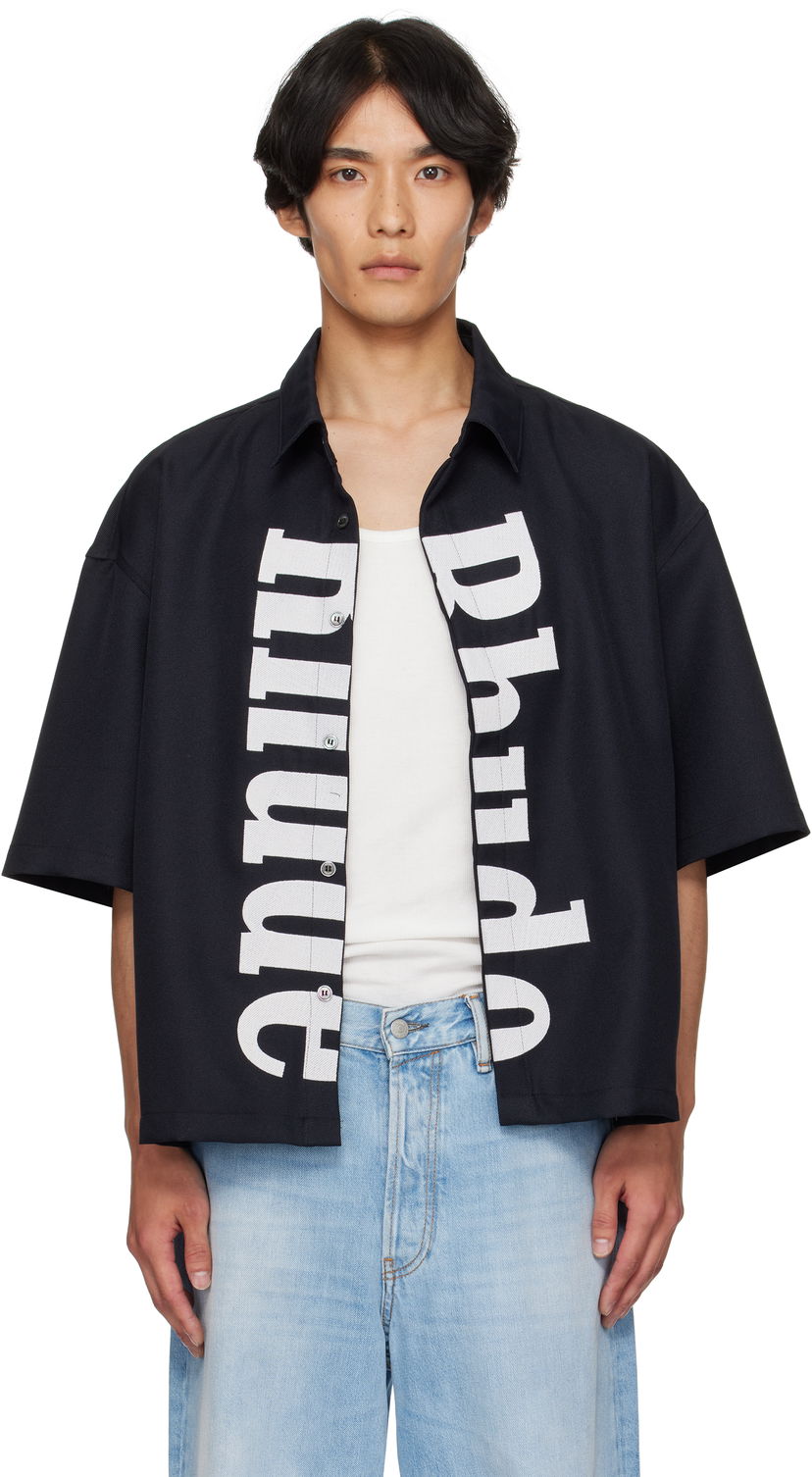 Skjorte Rhude Rhude Center Logo Button-Up Shirt Sort | RHPF25SR01731