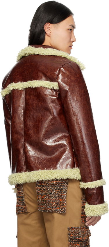 Jakke Anna Sui Anna Sui Runway Faux-Leather and Shearling Jacket Brun | M824A31, 2