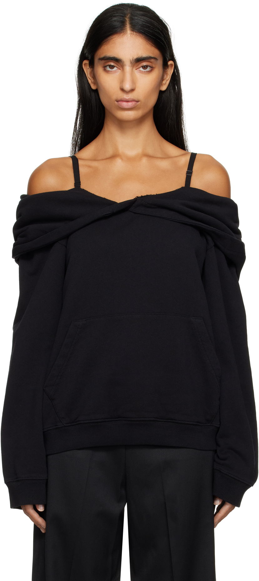 Sweatshirt Maison Margiela MM6 Maison Margiela Off-The-Shoulder Hoodie Sort | S52GU0244 M25014