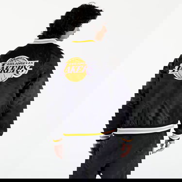 Bomberjakke New Era LA Lakers NBA Applique Satin Bomber Jacket UNISEX Black/ True Purple Sort | 60435452, 3