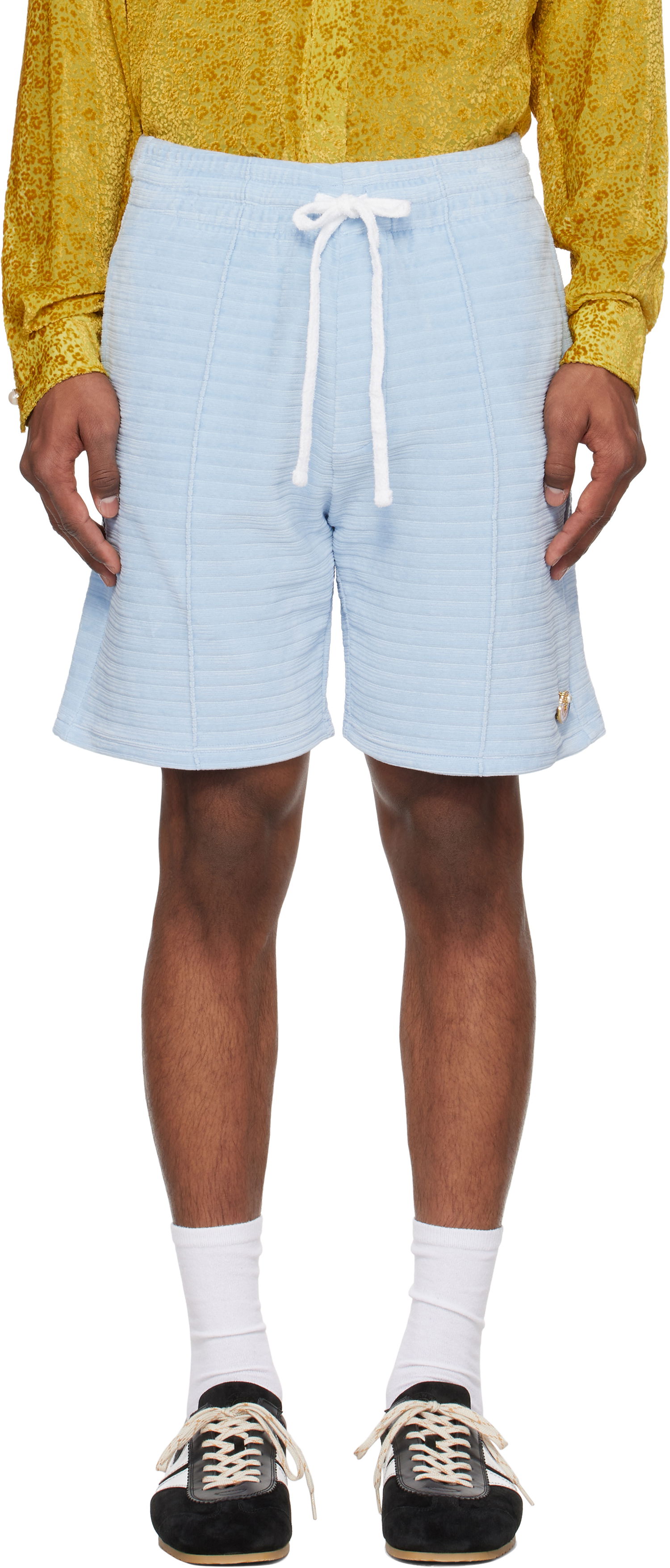 Shorts Casablanca Casablanca Velour Stripe Shorts Blå | MS25-JTR-249-01, 0