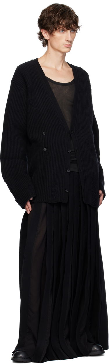 Sweater Ann Demeulemeester Ingemar Oversize Distressed Cardigan Sort | 2402-M-KN31-KN048-099, 3