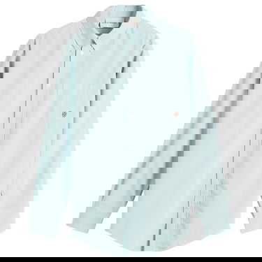 Skjorte Drôle de Monsieur Mirror Shirt Long Sleeve Button-Down Collar with Chest Pocket and Embroidered Logo Blå | I-SH240-CO178-LGNB, 0