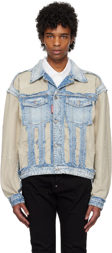 Jakke DSQUARED2 Dsquared2 Super Ripped Mixed Denim Jacket Blå | S74AM1547_S30309, 0