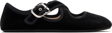 Sneakers og sko Alaïa ALAÏA Criss Cross Velvet Ballerina Flats Sort | AA3A046TK059, 0