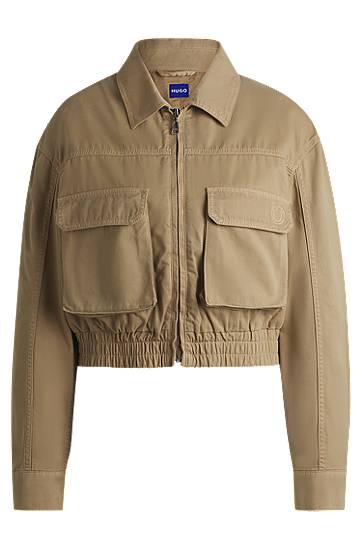 Bomberjakke BOSS Cropped Cotton Canvas Jacket Beige | 50530800, 0