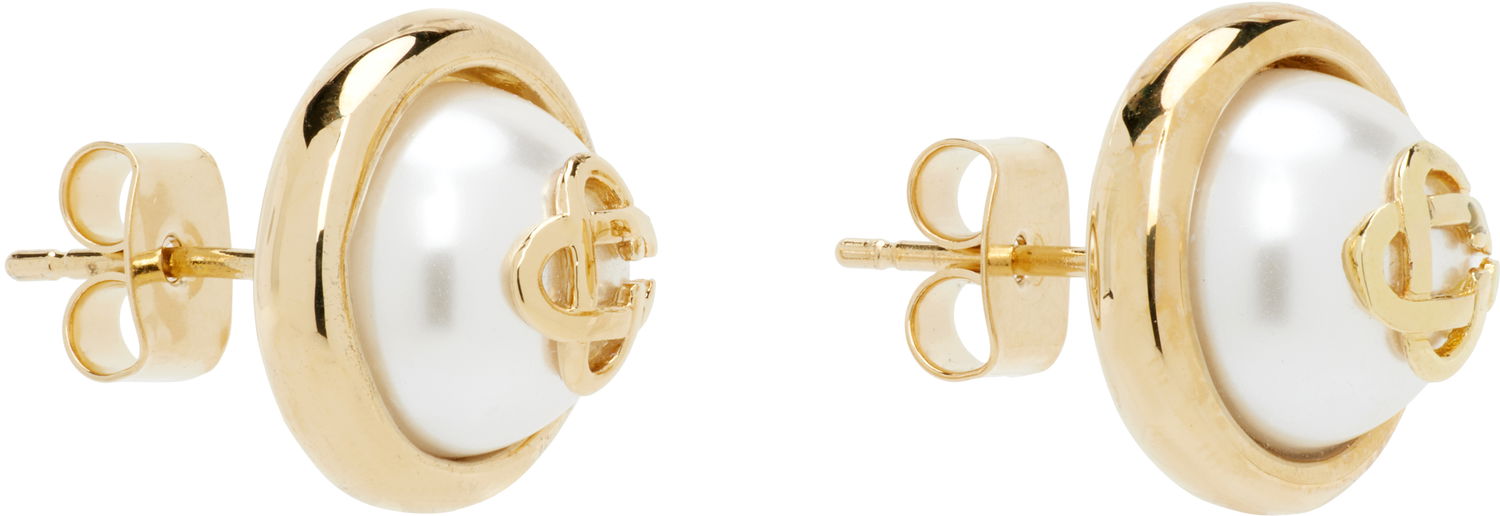Øreringe Casablanca Casablanca Pearl Logo Stud Earrings Gul | APF25-JW-094-01, 1