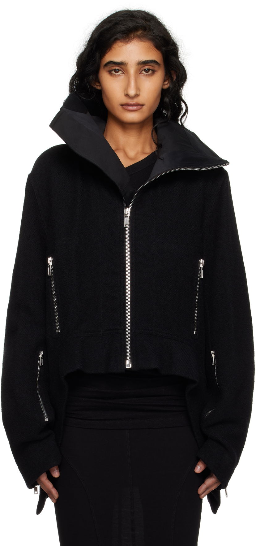 Jakke Rick Owens Rick Owens Concordians Exploder Cropped Jacket Sort | RP02E4722 WBD