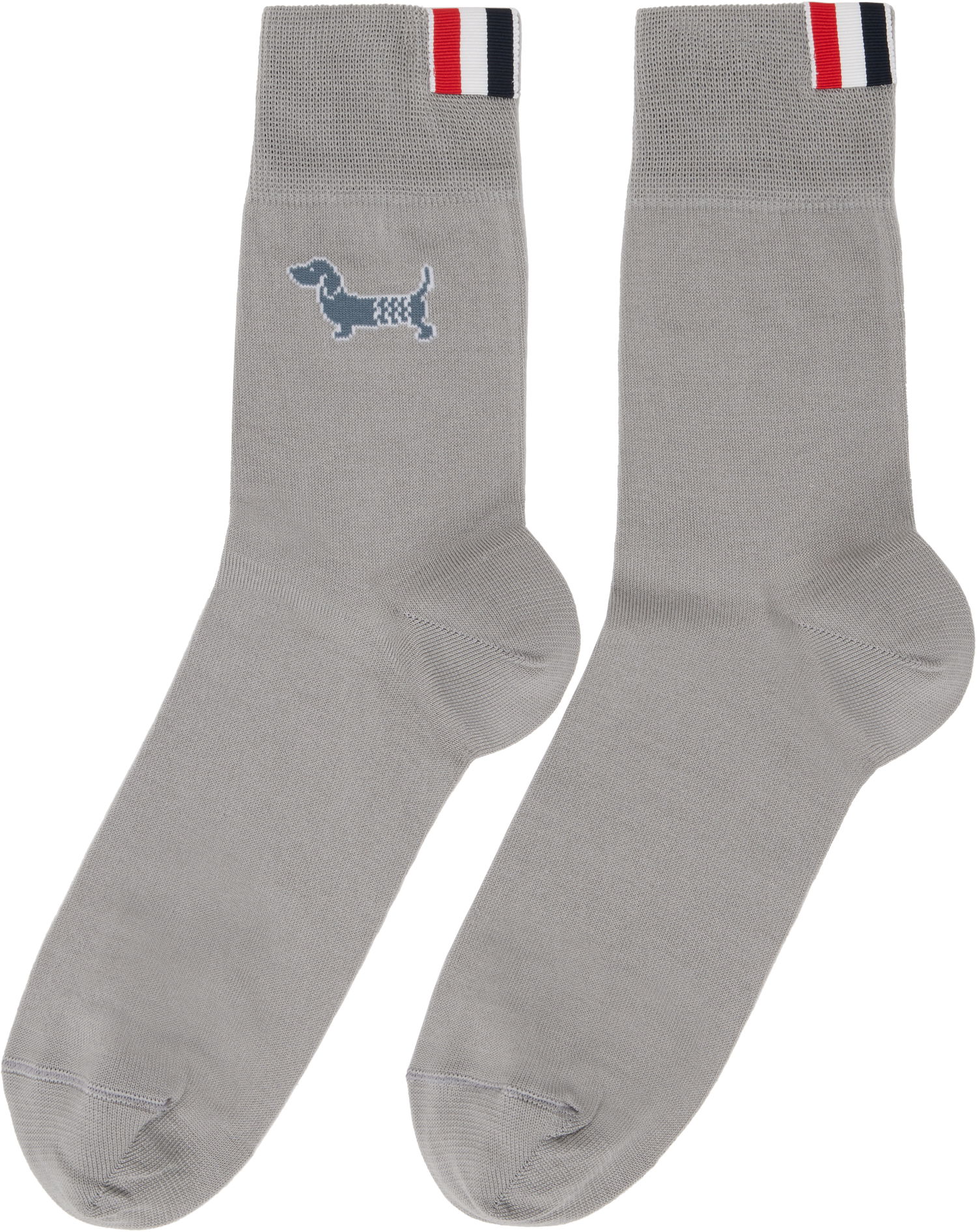 Sokker Thom Browne Cotton Crew Socks With Dog Embroidery Grå | FAS220A-Y3012, 1