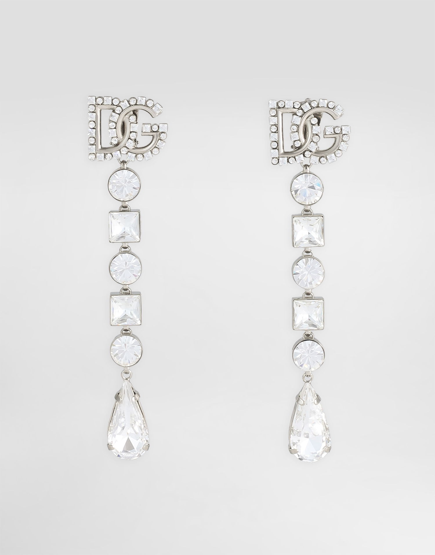 Øreringe Dolce & Gabbana Dolce & Gabbana Rhinestone DG Logo Drop Earrings Metalisk | WER2L2W111187655, 0