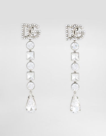 Øreringe Dolce & Gabbana Dolce & Gabbana Rhinestone DG Logo Drop Earrings Metalisk | WER2L2W111187655, 0