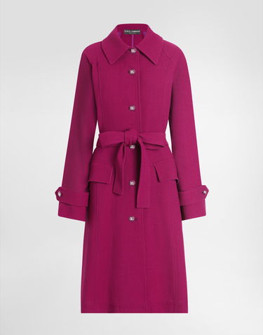Frakker Dolce & Gabbana Dolce & Gabbana Single-Breasted Wool Crepe Coat with Belt Lyserød | F0GHETFU2TZR0718, 0