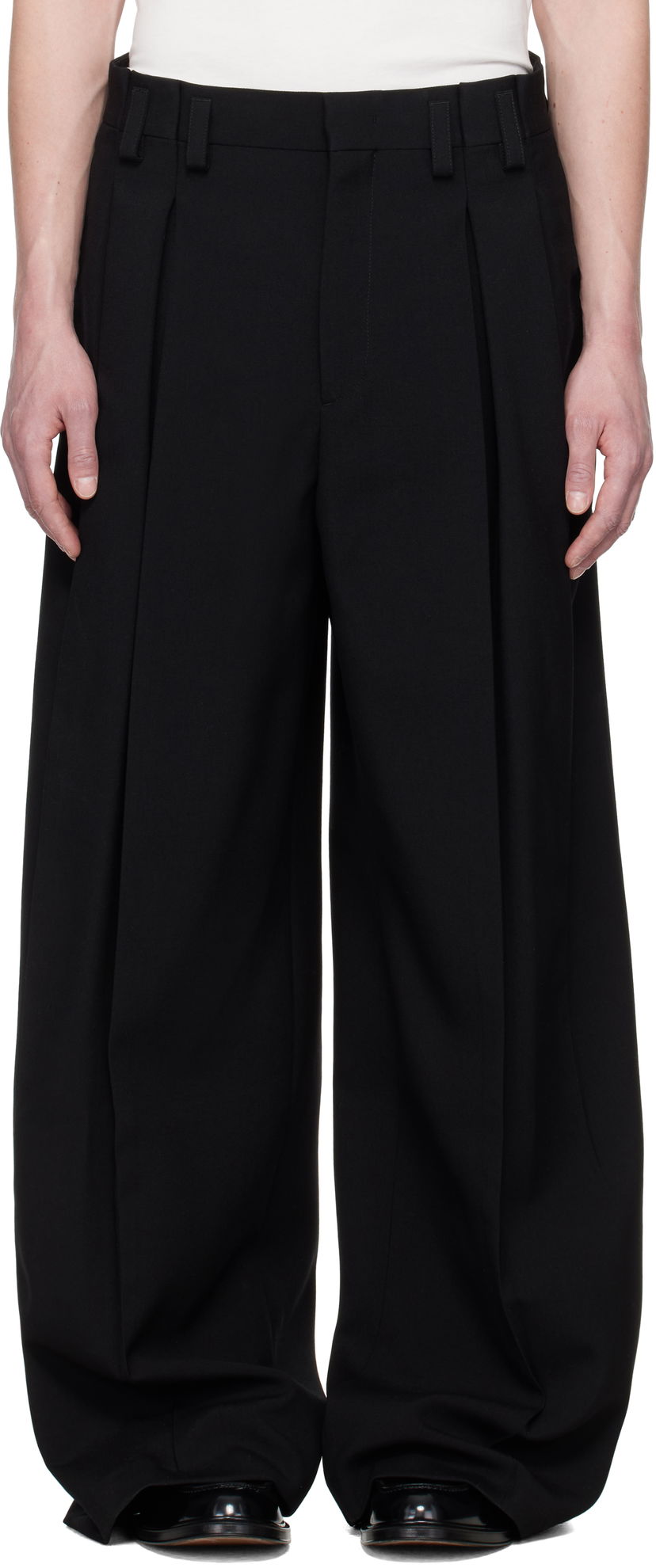 Bukser Jil Sander Jil Sander Wool Pleated Trousers Sort | J21KA0265_J40160