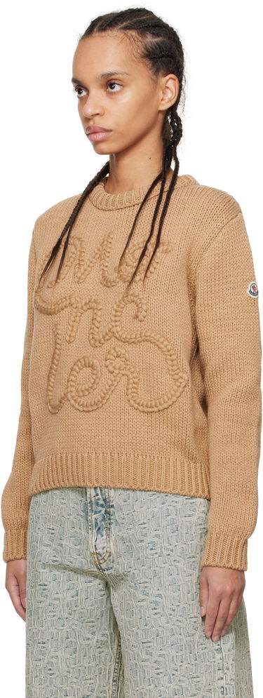 Sweater Moncler Moncler Embroidered Logo Cotton Sweater Brun | K10939C00004M5206, 3