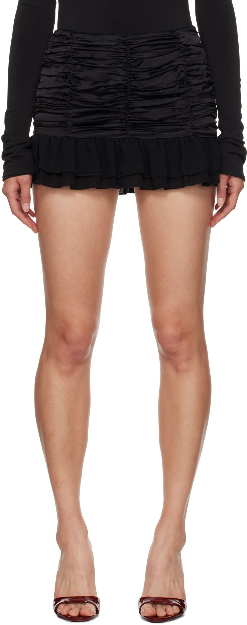 Nederdel GUIZIO Guizio Blume Ruched Mini Skirt Sort | F24303W022