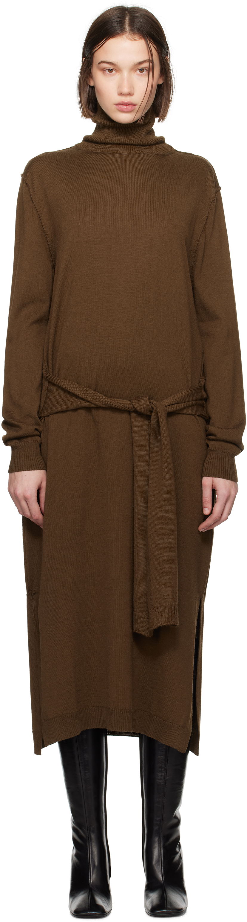 Kjole LEMAIRE Midi Knit Dress Brun | DR1082 LK087