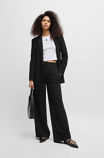 Bukser BOSS Stretch Seersucker Regular-Fit Trousers Sort | 50540242, 1