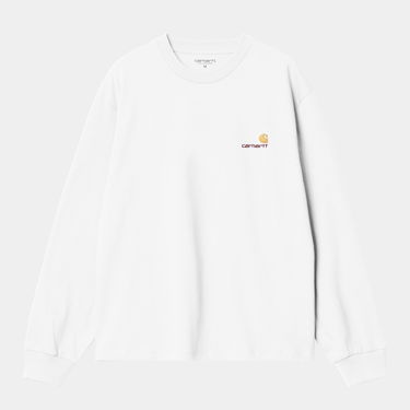 T-shirt Carhartt WIP Long Sleeve American Script T-Shirt Hvid | I035466_5, 3