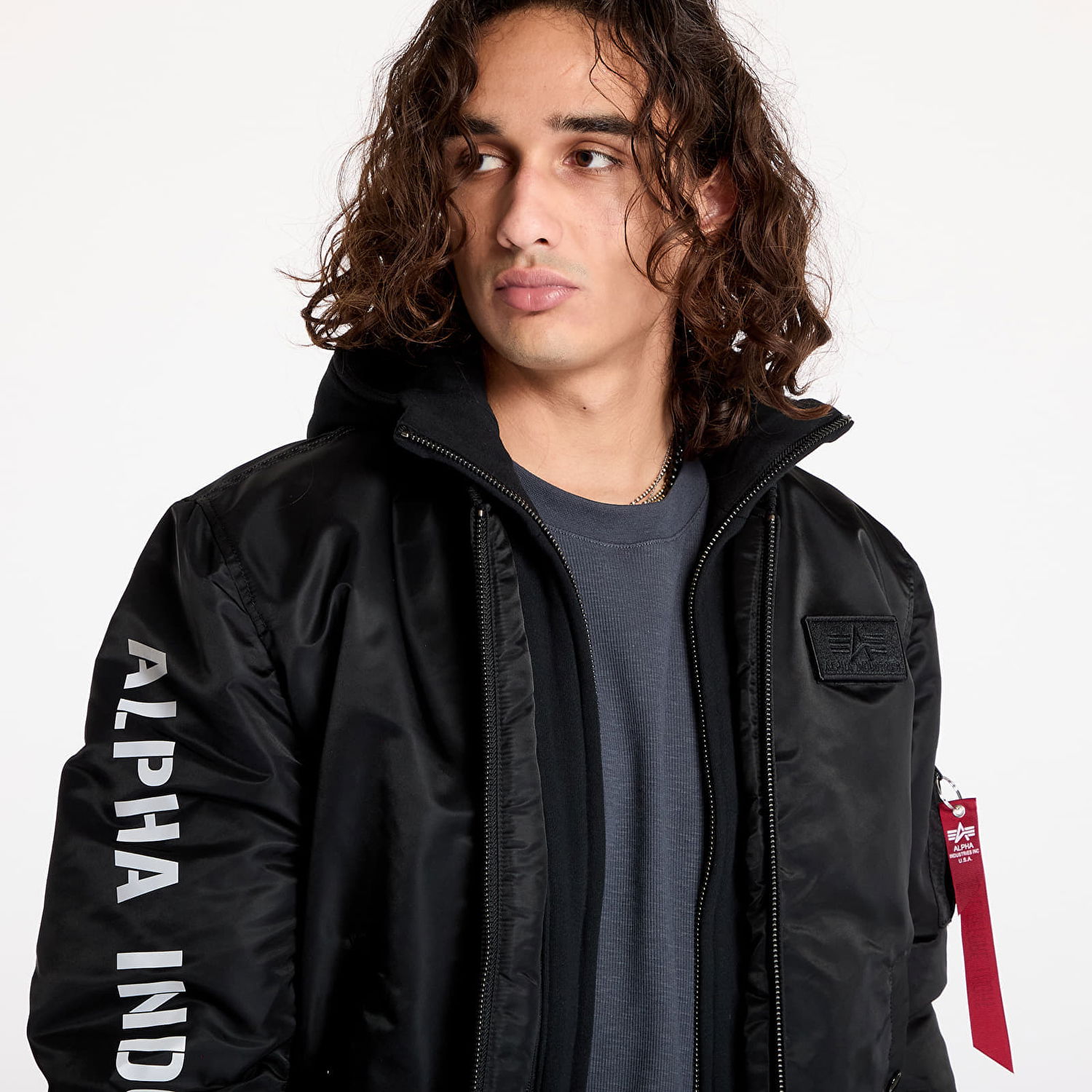 Bomberjakke Alpha Industries MA-1 D-Tec SE Black/ Reflective Sort | 133104-285, 1