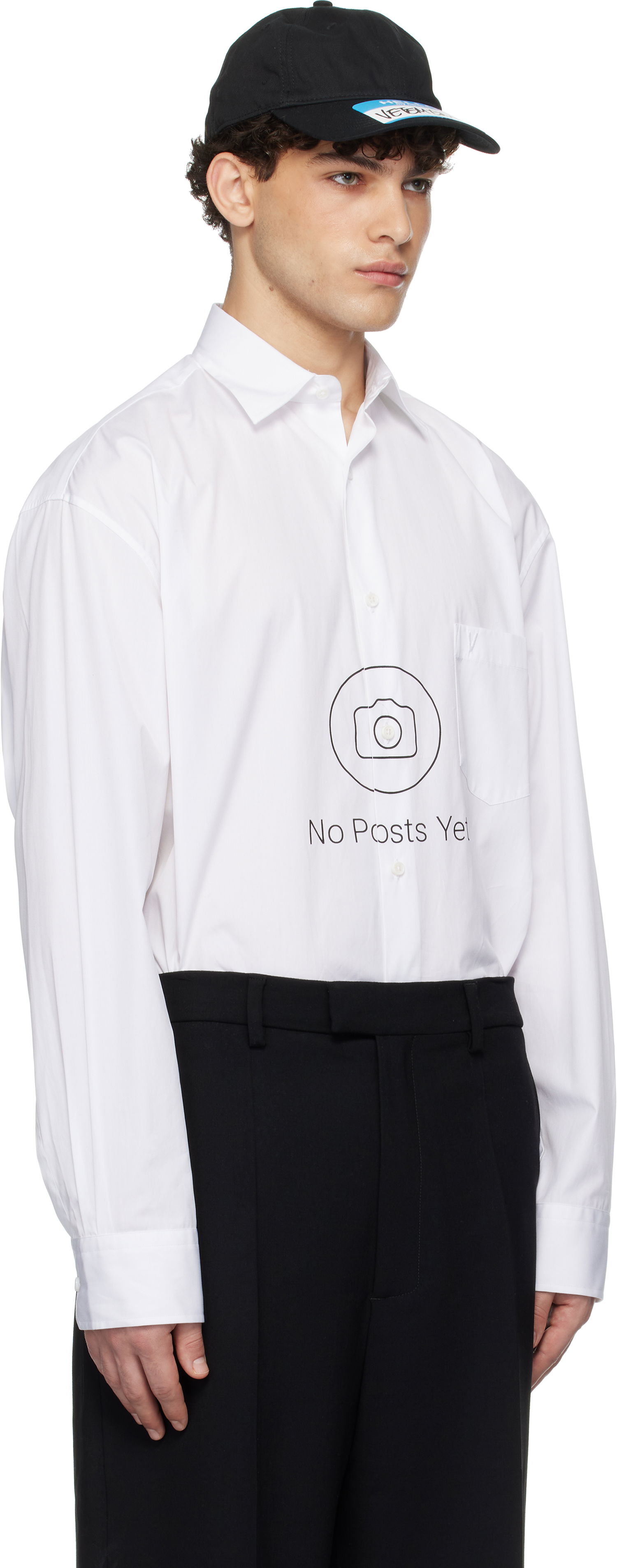 Skjorte VETEMENTS 'No Posts' Graphic Print Classic Shirt Hvid | UA66SH440W, 1