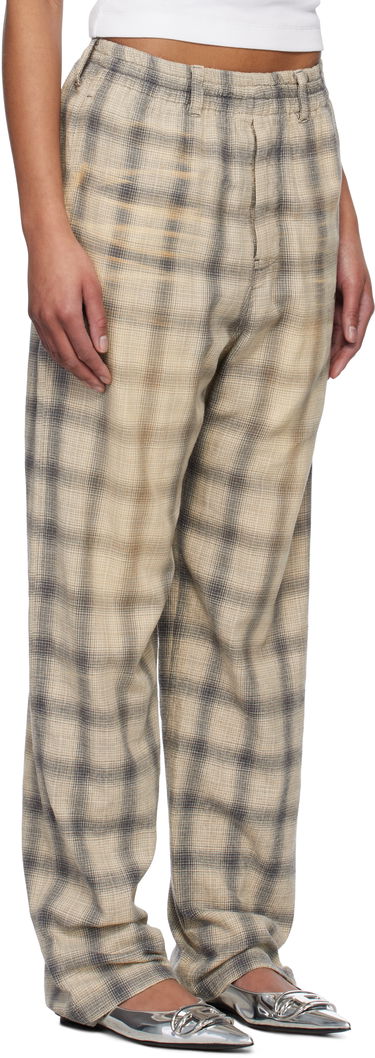 Joggingbukser We11done We11done Washed Checkered Trousers Beige | WD-PT0-25-265-U-GY, 1