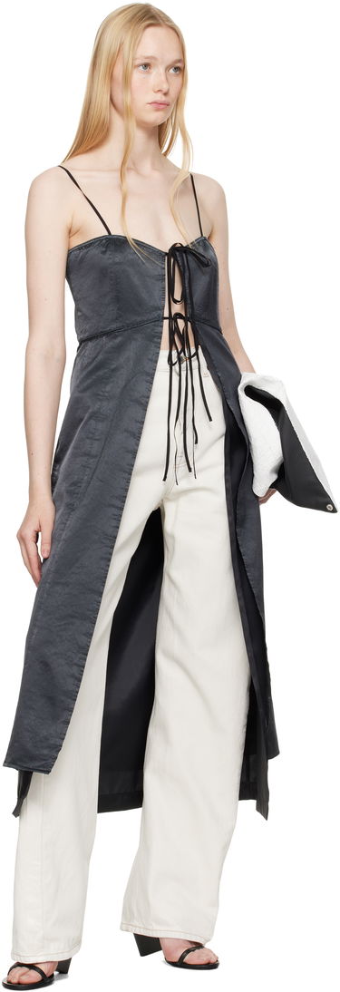 Kjole Maison Margiela MM6 Maison Margiela Washed Viscose Satin Tie-Front Dress Top Sort | S62DD0041 M35452, 3