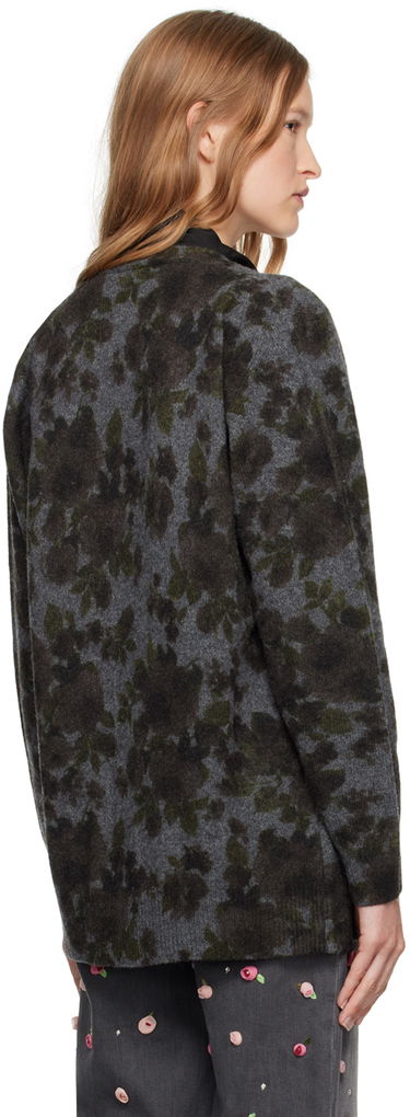 Sweater Blumarine Floral Print Knit Cardigan Grå | A444M105U, 2