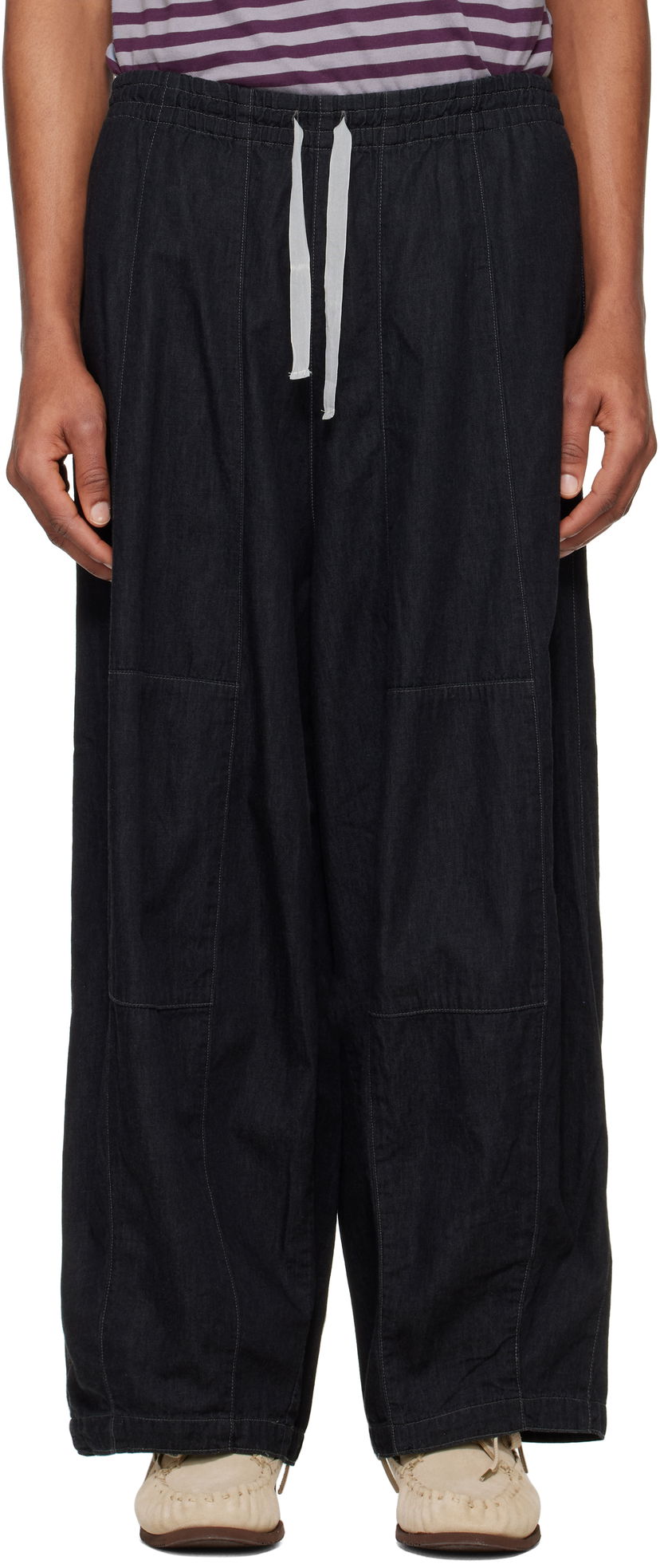 Bukser Needles NEEDLES H.D. Drawstring Wide-Leg Jeans Sort | QV156