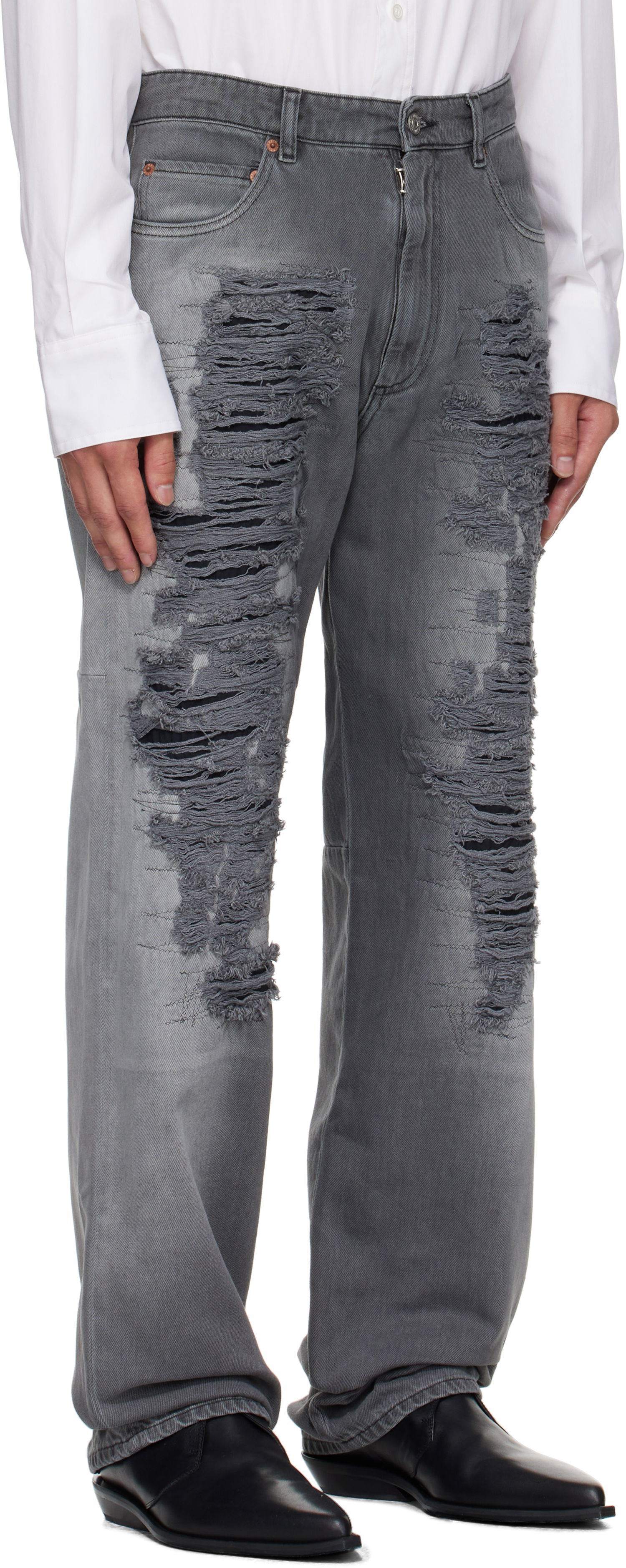 Jeans Maison Margiela MM6 Maison Margiela 5-Pocket Distressed Jeans Grå | SH0LA0030 M30011, 1