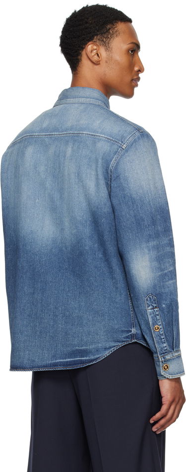 Skjorte Versace Versace Denim Shirt Blå | 1013887_1A14406, 2