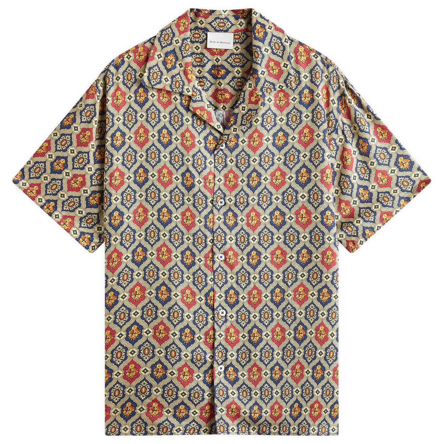 Skjorte Drôle de Monsieur Tile Print Vacation Shirt Blå | F-SH198-VI015-NY, 0