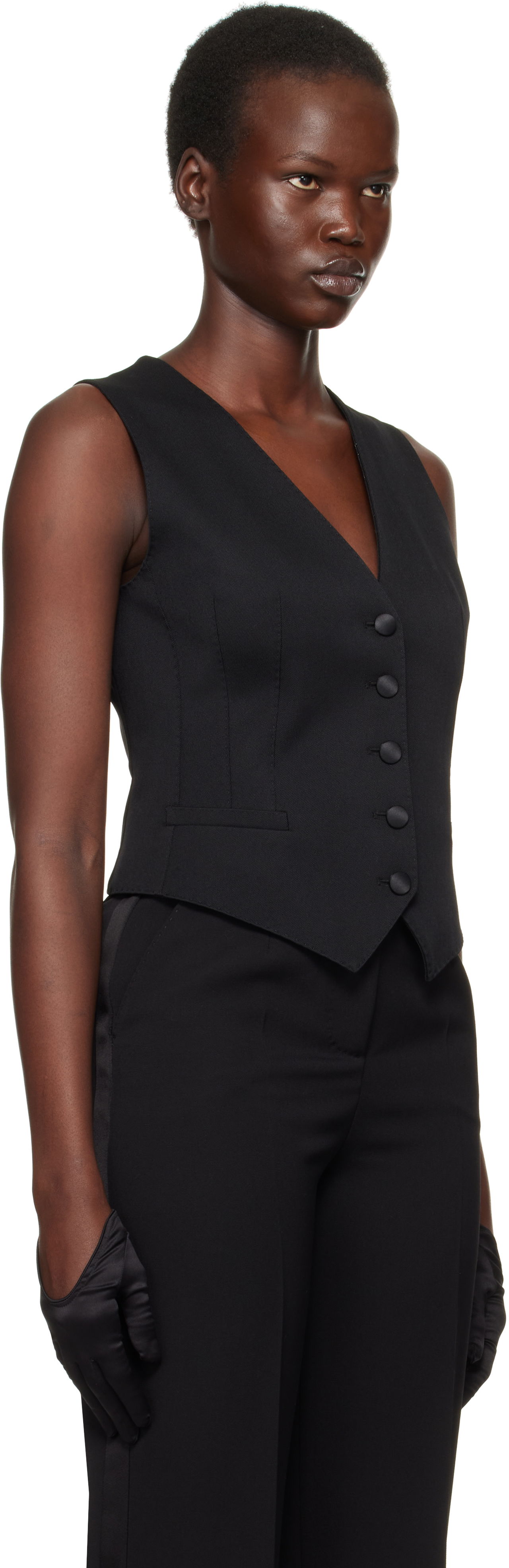 Vest Dolce & Gabbana Gabardine Wool Vest Sort | F791MT FU28J, 1