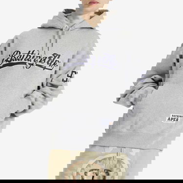 Sweatshirt BAPE Bathing Ape Baseball Logo Relaxed Fit Pullover Hoodie Grå | 001PPL301004M-GRY, 2
