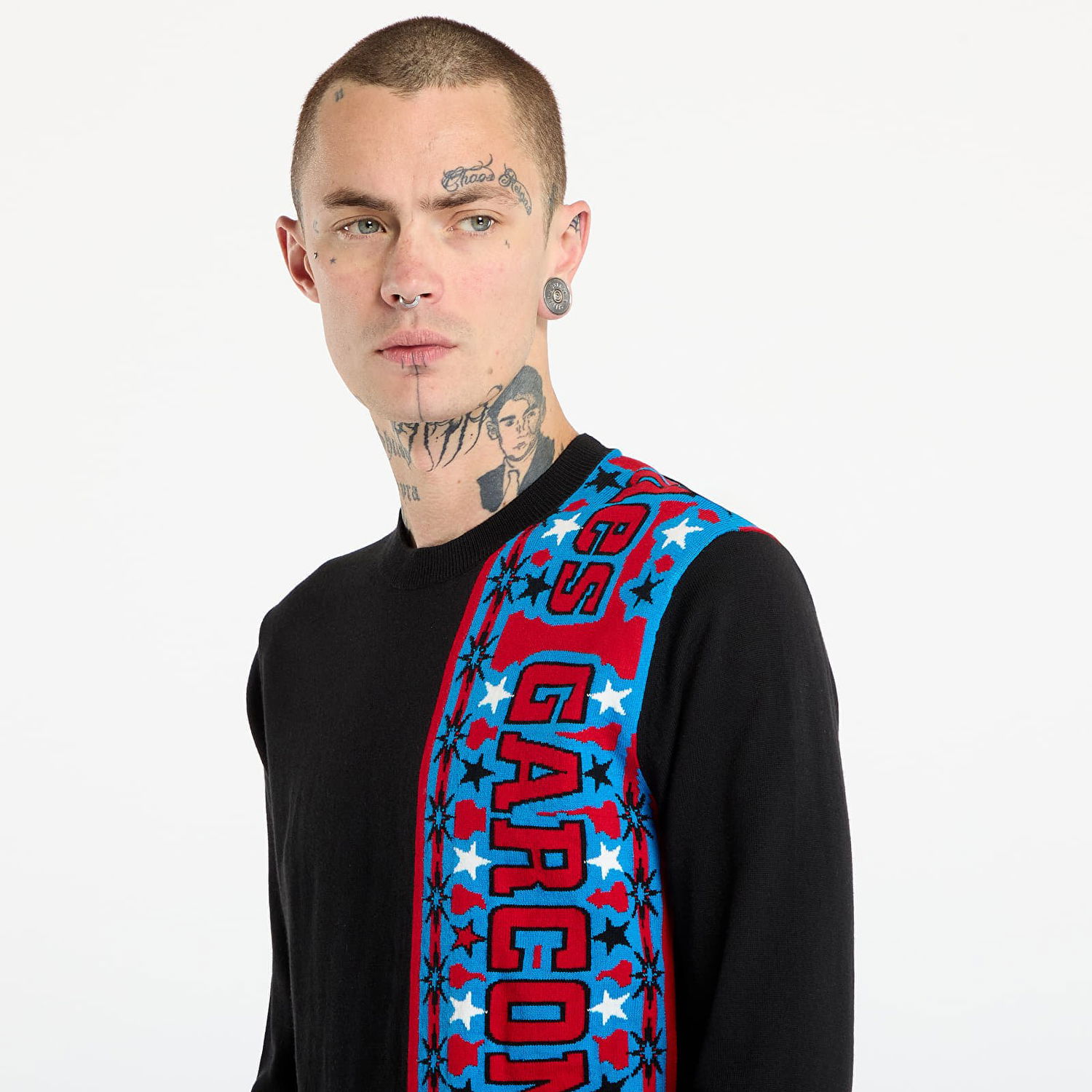 Sweater Comme des Garçons Comme des Garçons SHIRT Soccer Scarf Knitted Sweater Sort | FP-N004-W25 Black, 1