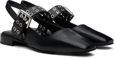 Tøj rag & bone Rag & Bone Astra Leather Slingback Slippers Sort | WFF24SF002TB2, 3