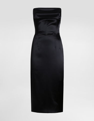 Kjole Dolce & Gabbana Dolce & Gabbana Satin Corset Sheath Calf-Length Dress Sort | F6JNYTFURADN0000, 0