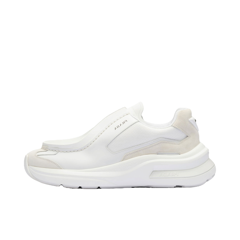 Sneakers og sko Prada Brushed Leather Bike Fabric Suede "White" Hvid | 2EG424_3C37_F0009