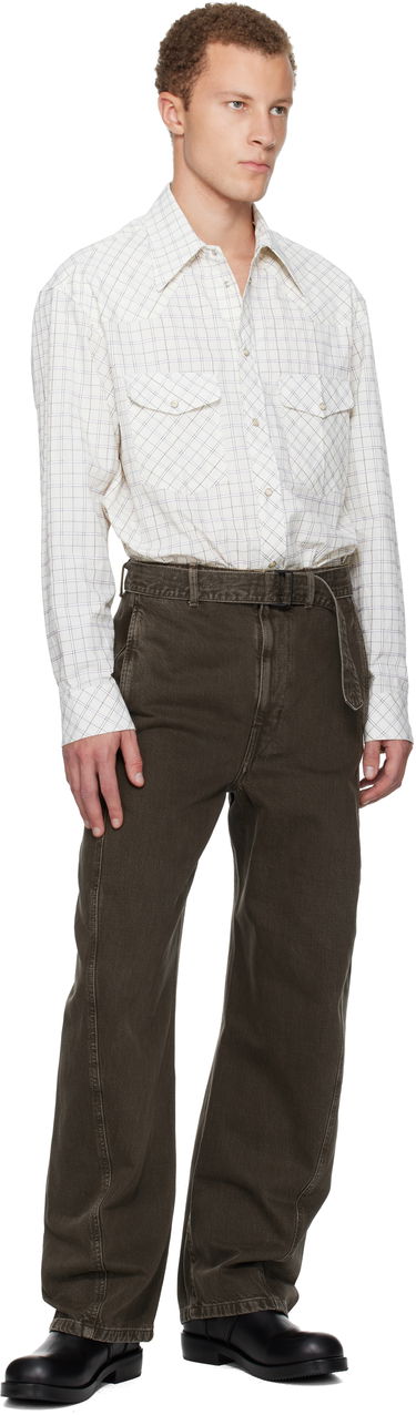 Skjorte LEMAIRE Checked Western Snap-Button Shirt Hvid | SH1209 LF1503, 4