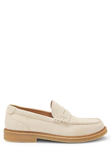 Tilbehør BOSS Suede Moccasins with Crepe Outsole Beige | 50541772, 1