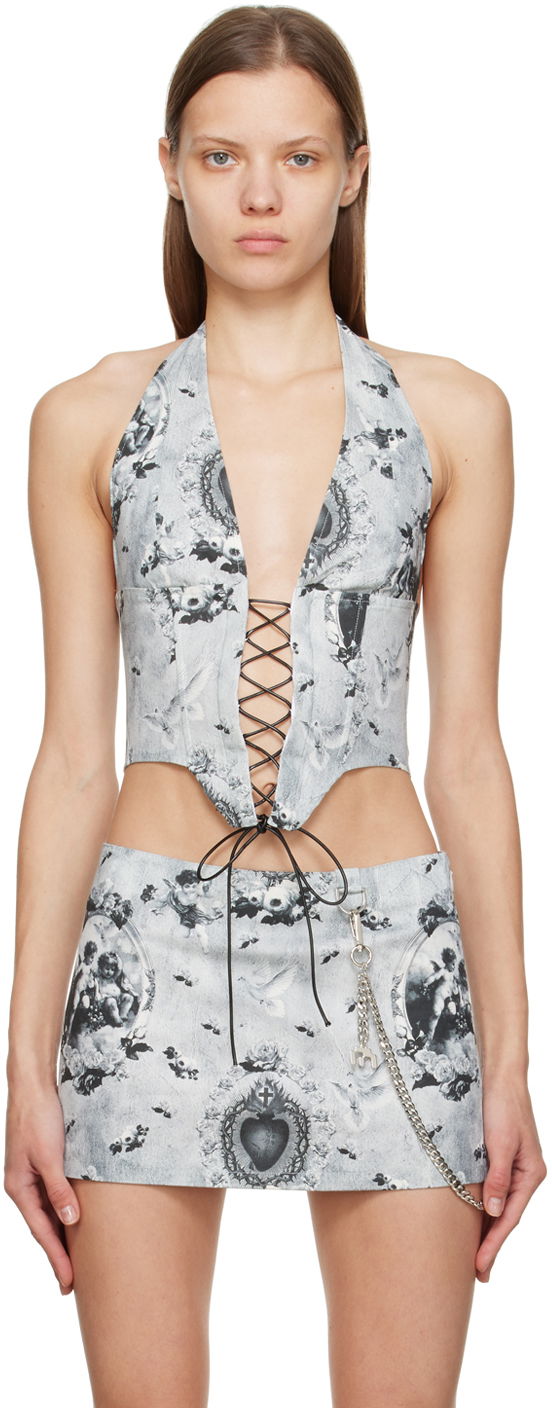 Nederdel Miaou Miaou Mara Lace-Up Corset Top Grå | 7048SCPAR