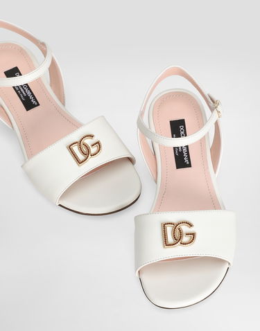 Tilbehør Dolce & Gabbana Dolce & Gabbana Calfskin DG Logo Sandals Hvid | D10935A12238S936, 3