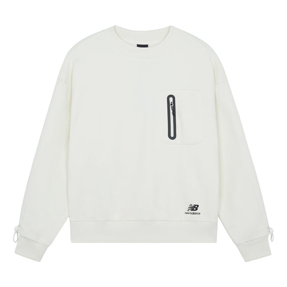 Sweater New Balance Round Neck Pullover With Logo Hvid | AWT14372-NMC, 0
